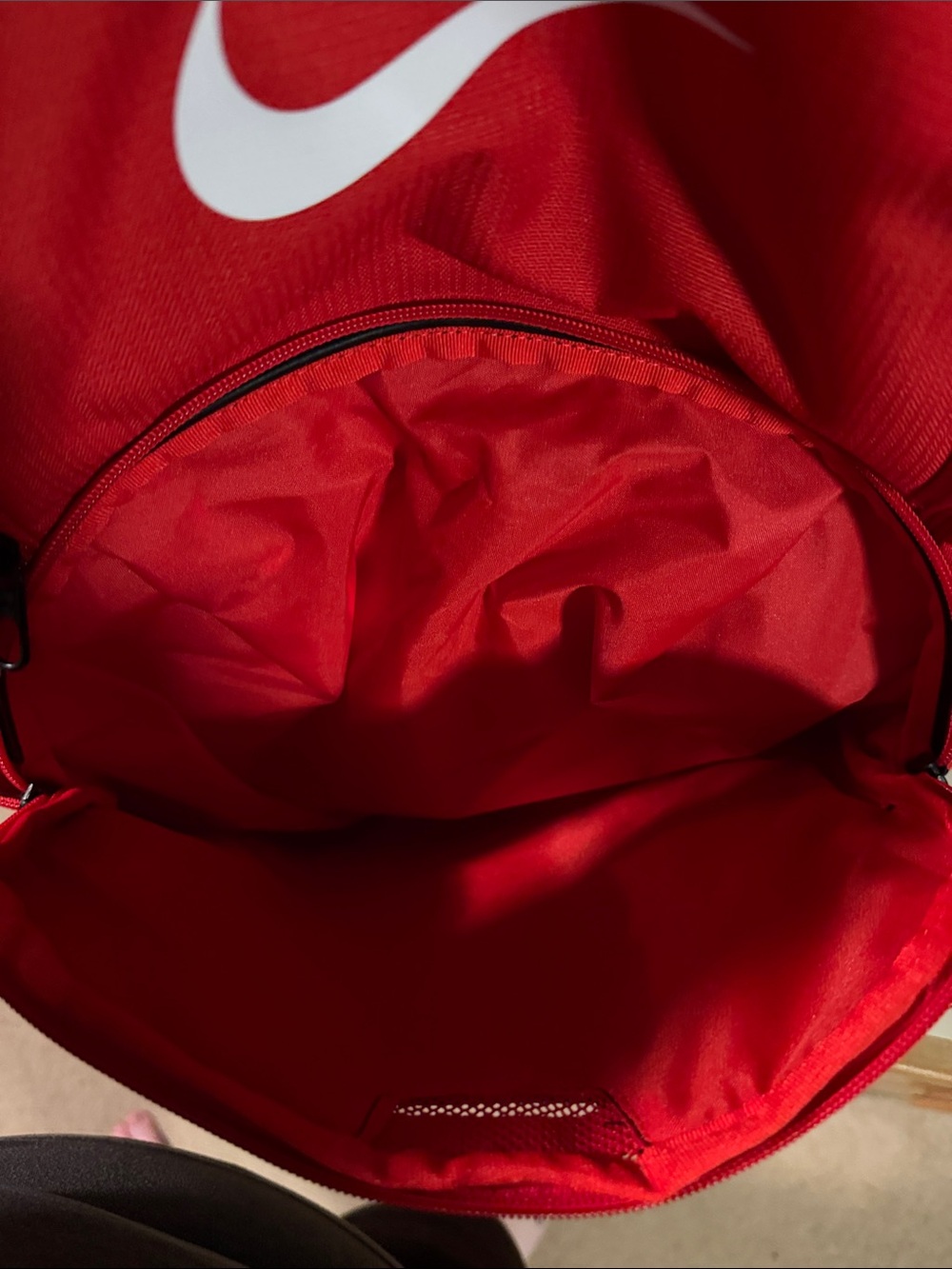 BRAND NEW!!! Red and Black Men's Backpack with White Swoosh - Picture 4 of 5